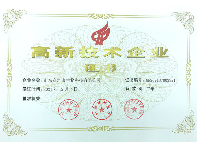 高新技术企业证书